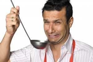 Latino man tastes awful food