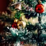 putting up Christmas decorations